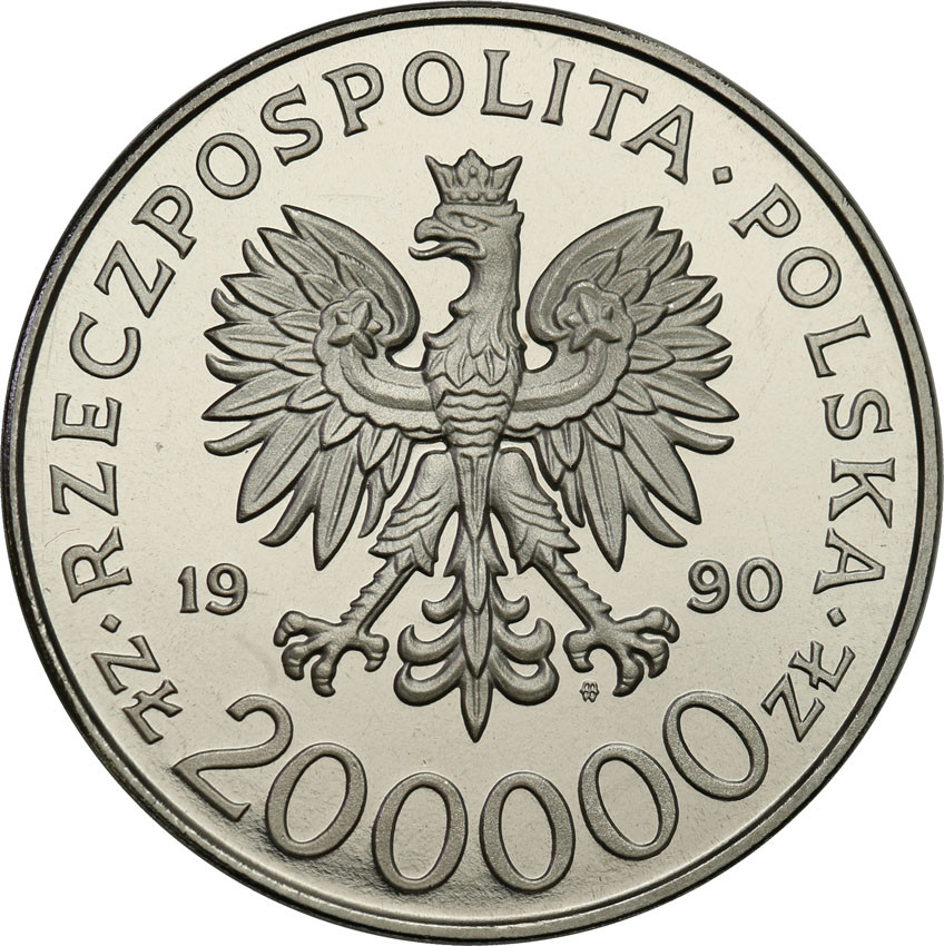 III RP. PRÓBA Nikiel 200 000 złotych 1990 Bór Komorowski
